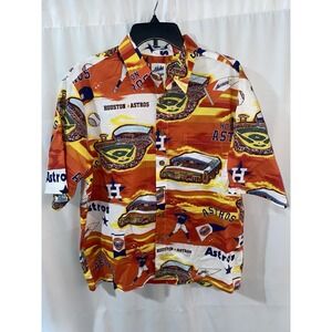 Reyn Spooner Aloha MLB Houston Astros Baseball Mens Medium Orange Hawaiian Shirt